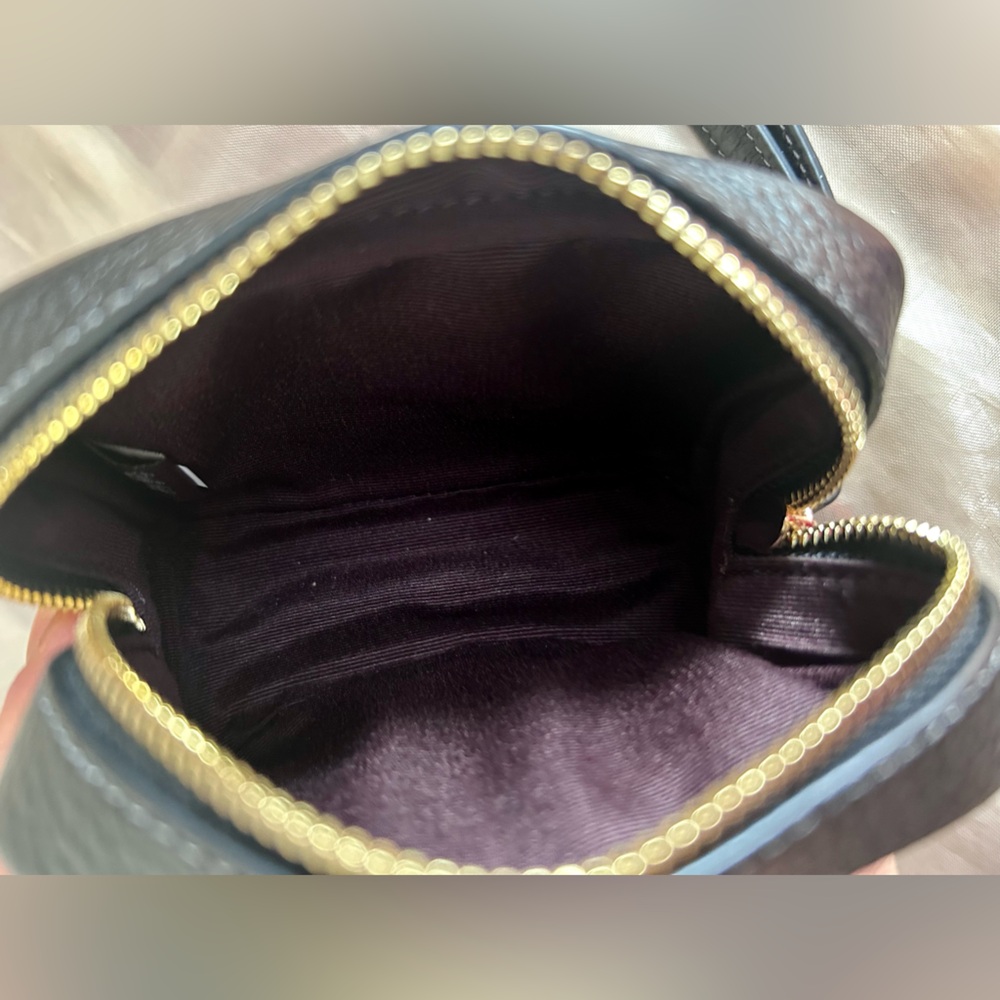 Coach Black Pebbled Leather Mini Pouch  Wristlet with Gold Log - Picture 6 of 6